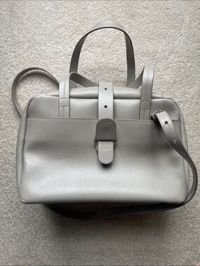 Senreve Pebbled Leather Satchel in light Taupe  with Adjustable Strap